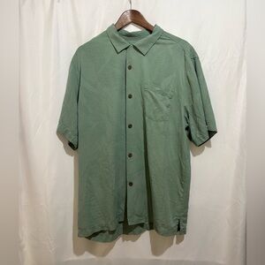 Tommy Bahama Silk Short Sleeve Shirt Mens Large‎ Green